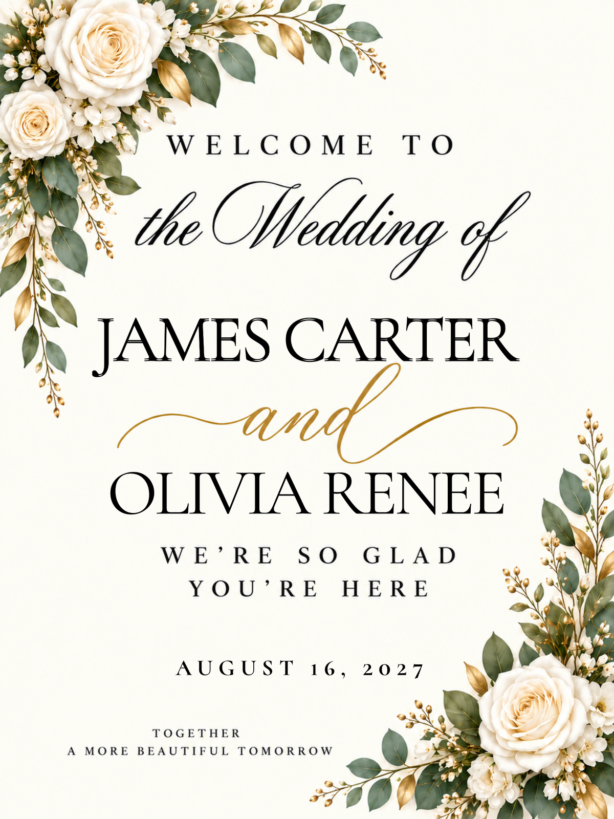 Classic Elegance Personalized Wedding Welcome Sign – 18×24