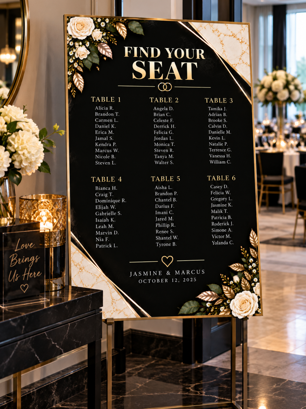 Modern Luxury Find Your Seat Wedding Seating Chart – 18×24 | Ready-Made or Digital