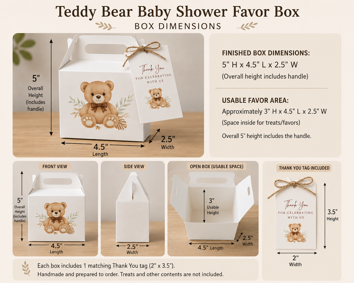 Teddy Bear Baby Shower Favor Boxes