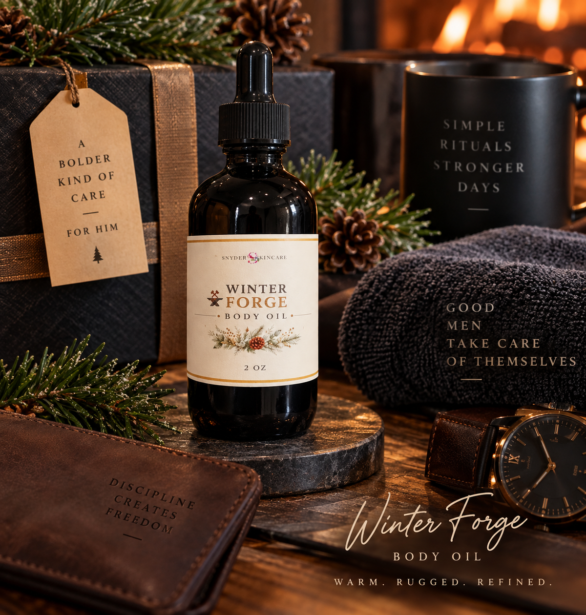 Winter Forge Botanical Body Oil – Men’s Holiday Edition