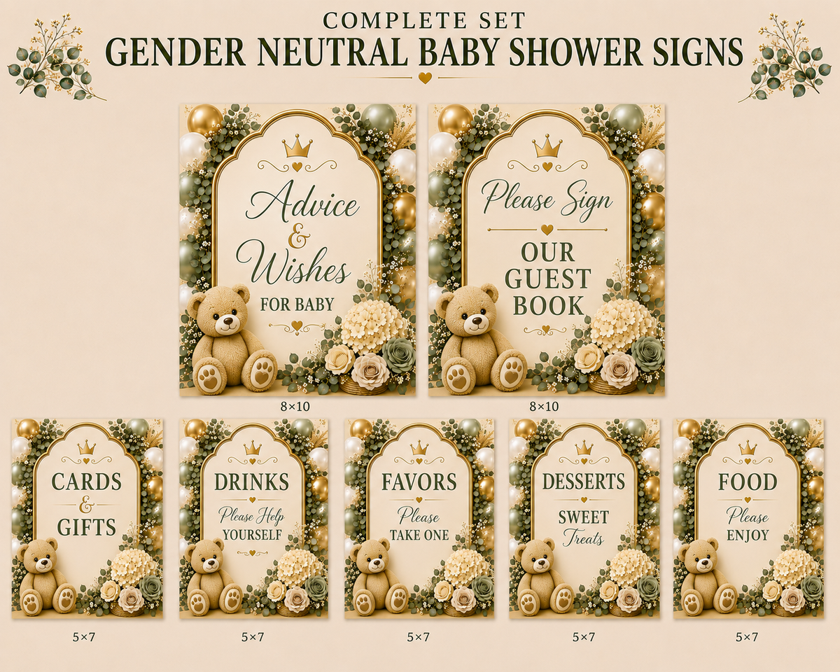 Teddy Bear Baby Shower Signs | Digital Download & Ready-Made