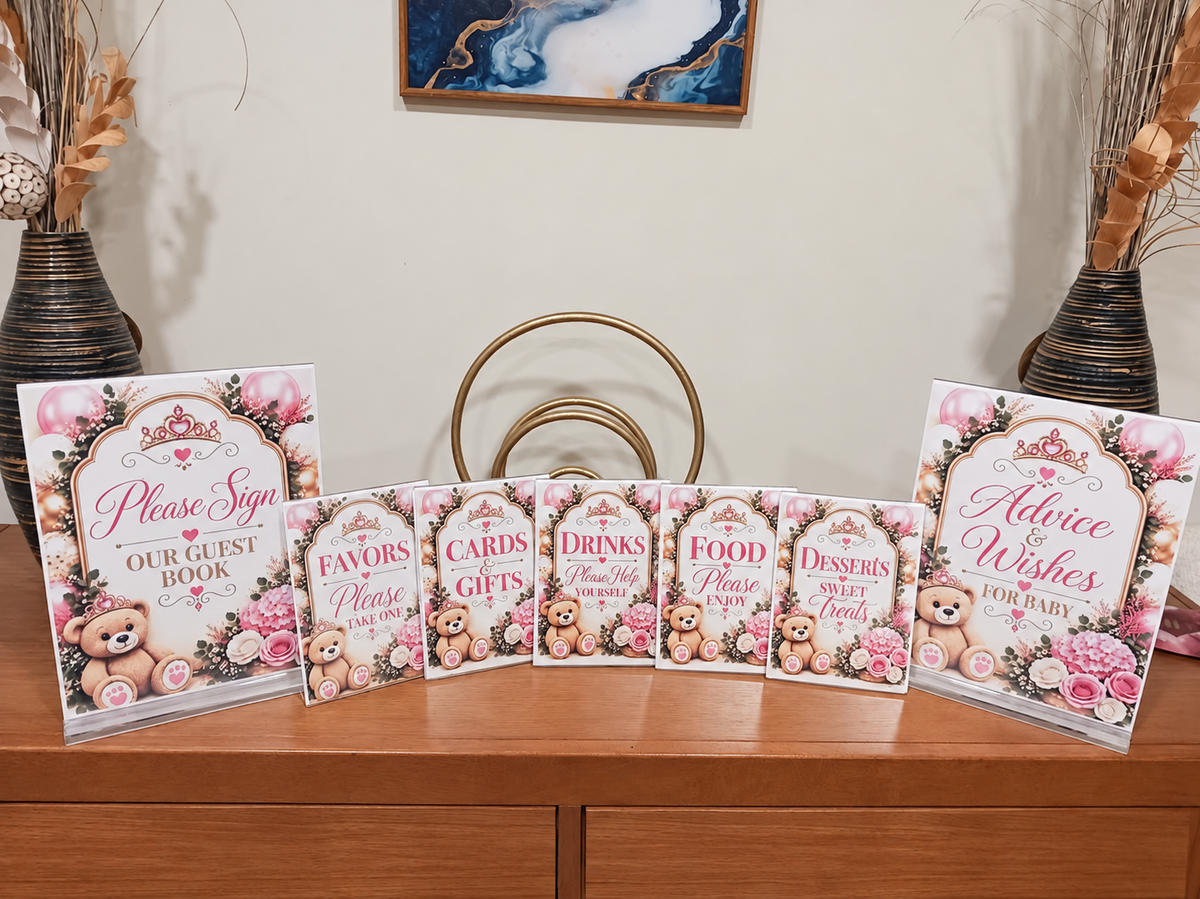 Teddy Bear Baby Shower Signs | Digital Download & Ready-Made