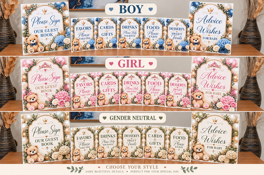 Teddy Bear Baby Shower Signs | Digital Download & Ready-Made