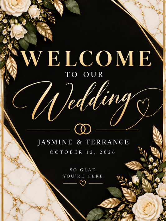 Modern Luxury Personalized Wedding Welcome Sign - 18x24