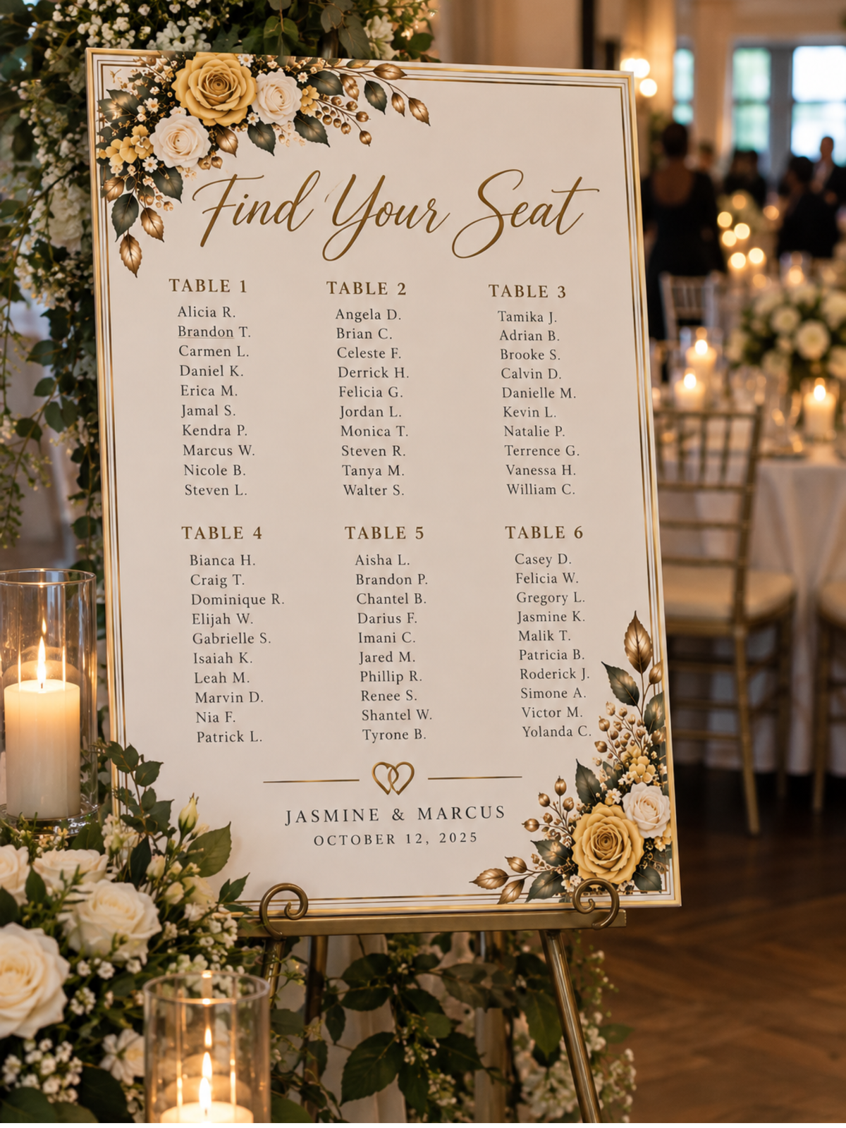 Classic Elegance Find Your Seat Wedding Seating Chart – 18×24 | Ready-Made or Digital