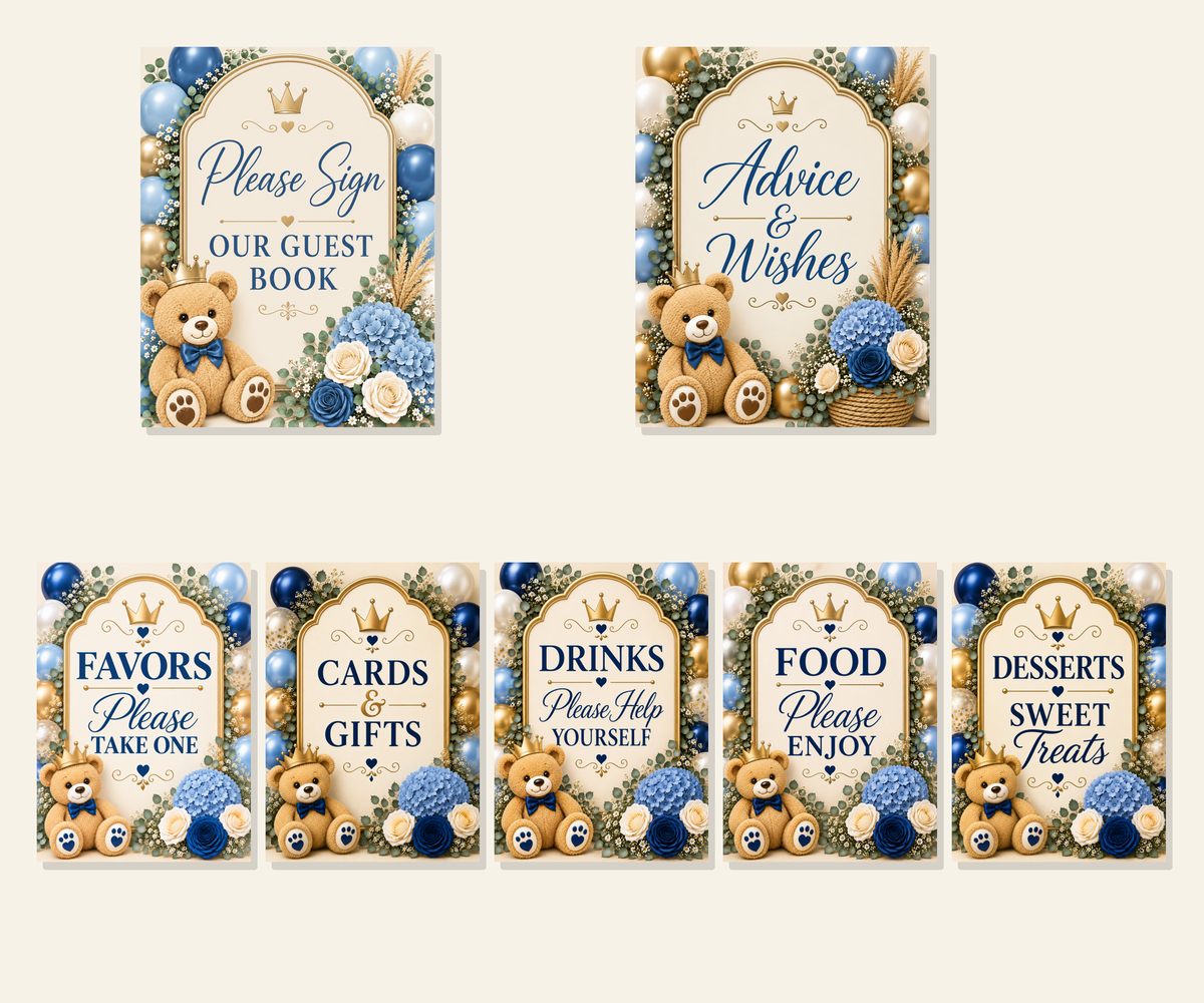 Teddy Bear Baby Shower Signs | Digital Download & Ready-Made