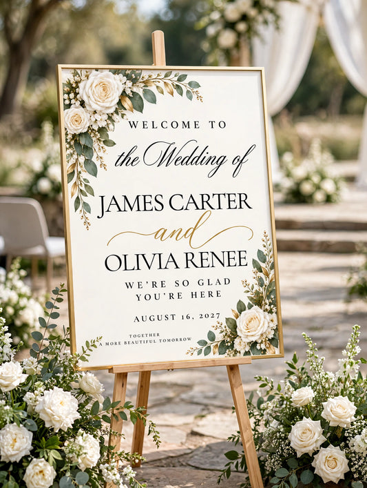 Classic Elegance Wedding Welcome Sign, 18×24 – Digital or Ready-Made